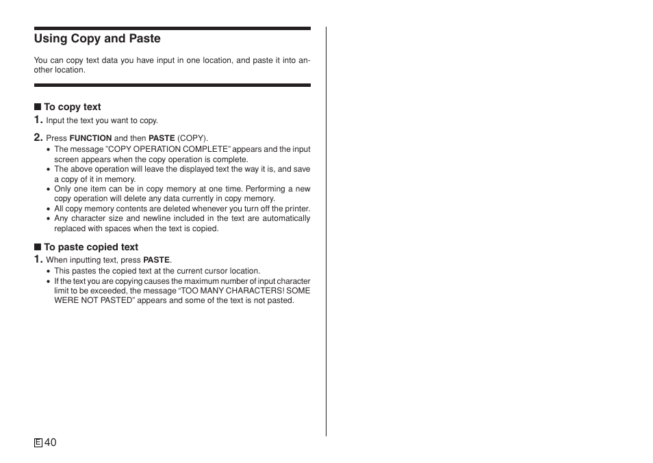 Using copy and paste | Casio KL-7400 User Manual | Page 43 / 68