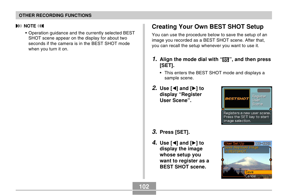 Creating your own best shot setup | Casio EX-P505 User Manual | Page 102 / 236