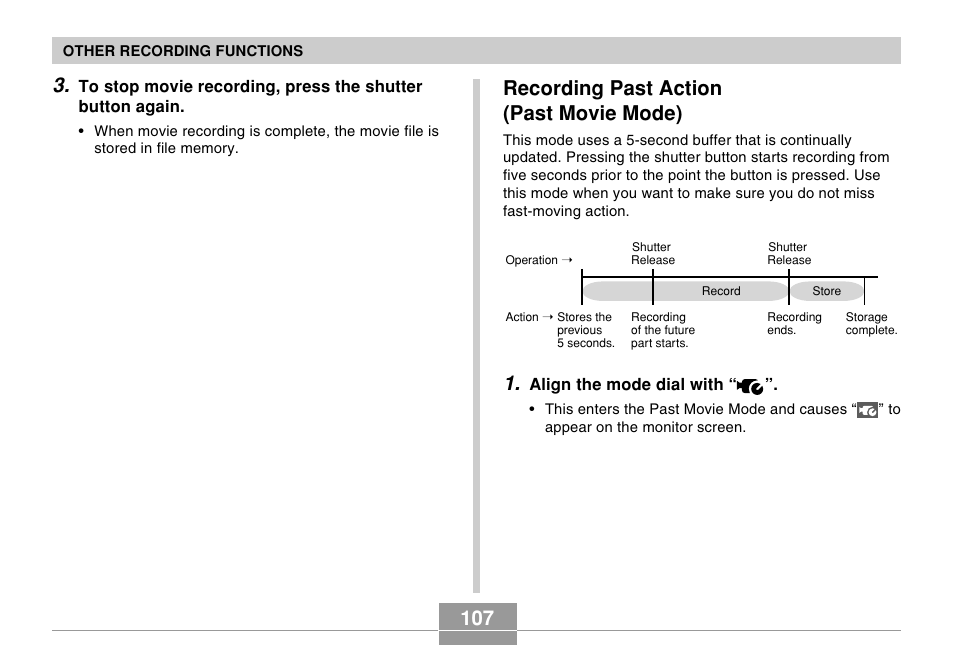 Recording past action (past movie mode) | Casio EX-P505 User Manual | Page 107 / 236