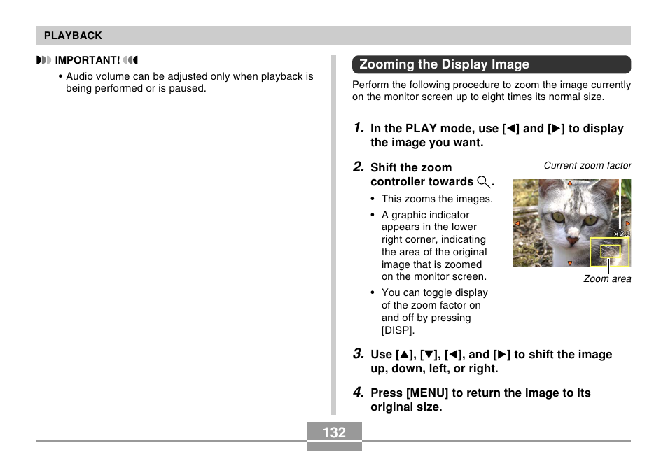 Zooming the display image | Casio EX-P505 User Manual | Page 132 / 236