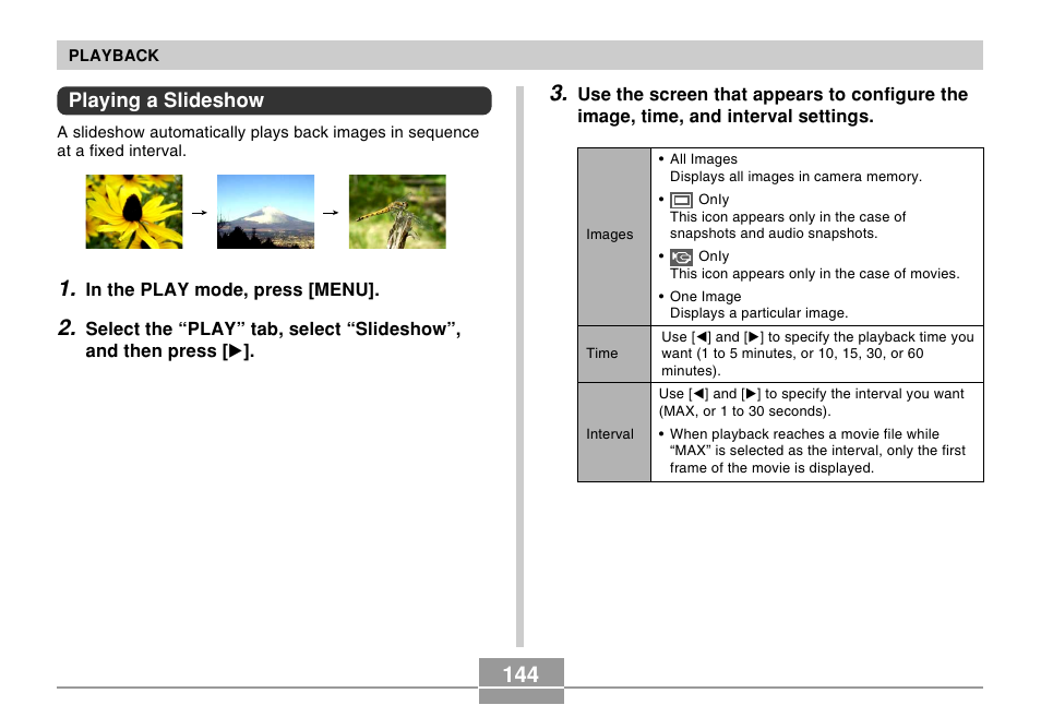 Playing a slideshow | Casio EX-P505 User Manual | Page 144 / 236