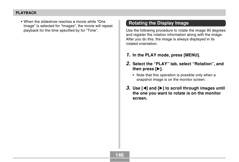 Rotating the display image | Casio EX-P505 User Manual | Page 146 / 236