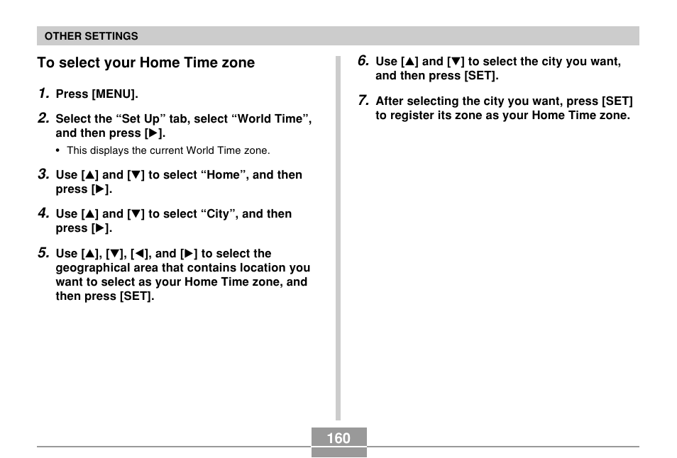 To select your home time zone | Casio EX-P505 User Manual | Page 160 / 236