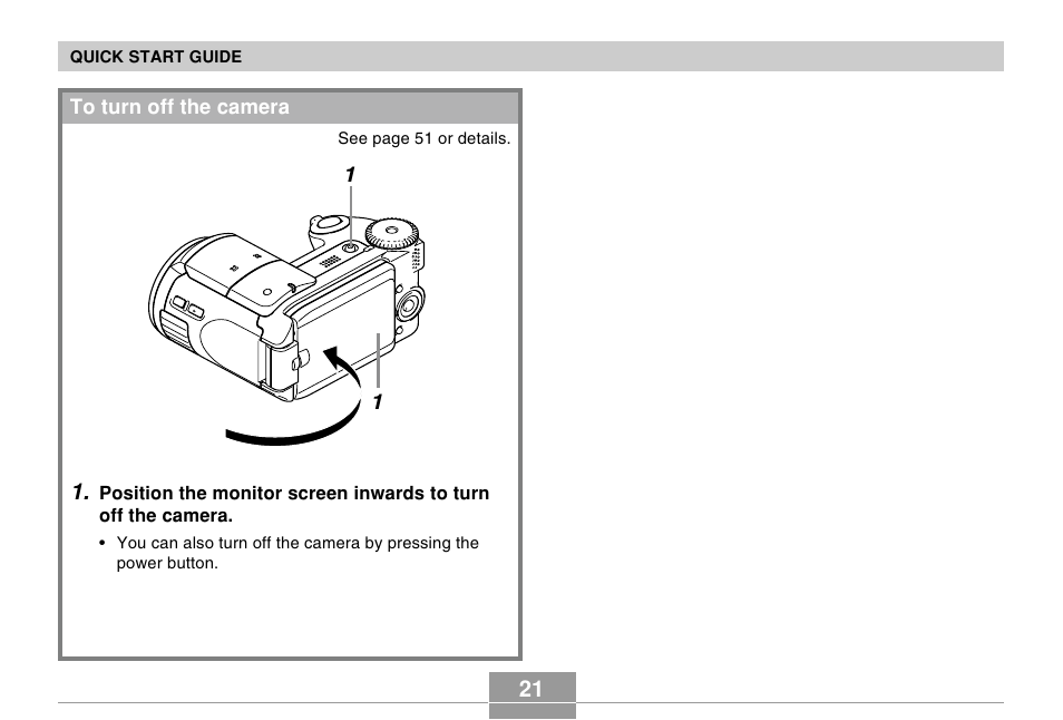 To turn off the camera | Casio EX-P505 User Manual | Page 21 / 236