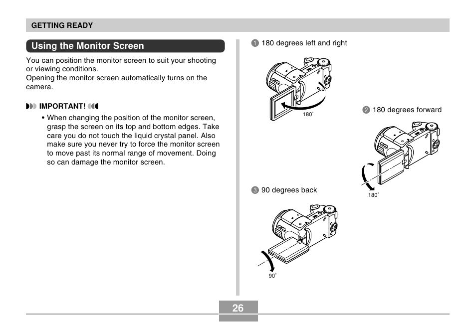 Using the monitor screen | Casio EX-P505 User Manual | Page 26 / 236