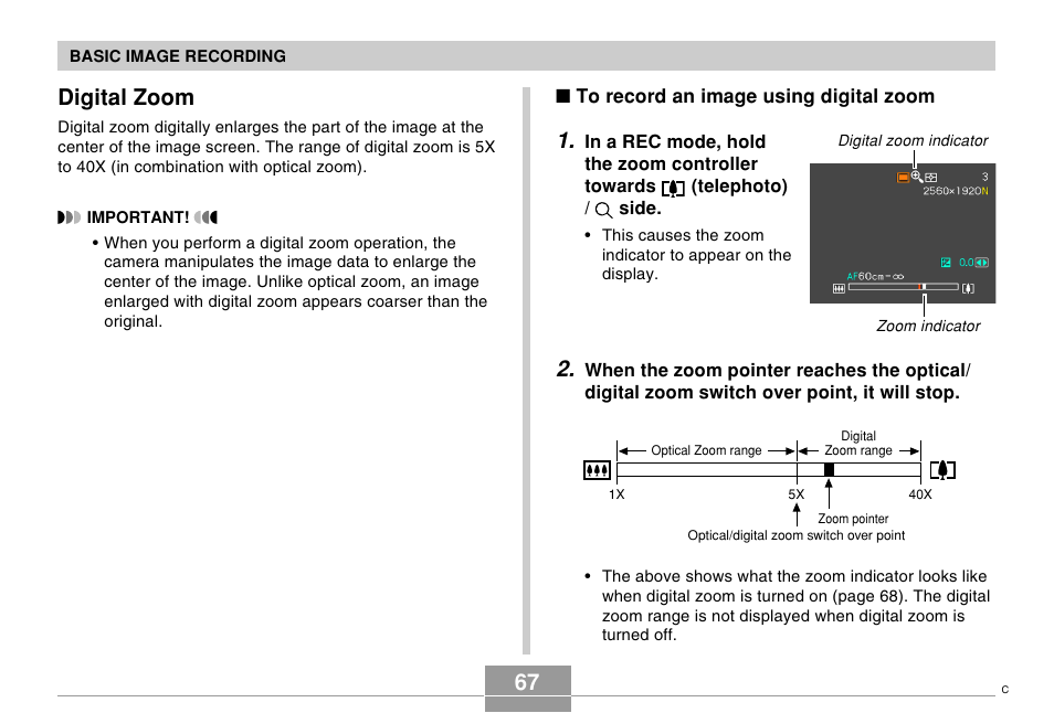 Digital zoom | Casio EX-P505 User Manual | Page 67 / 236