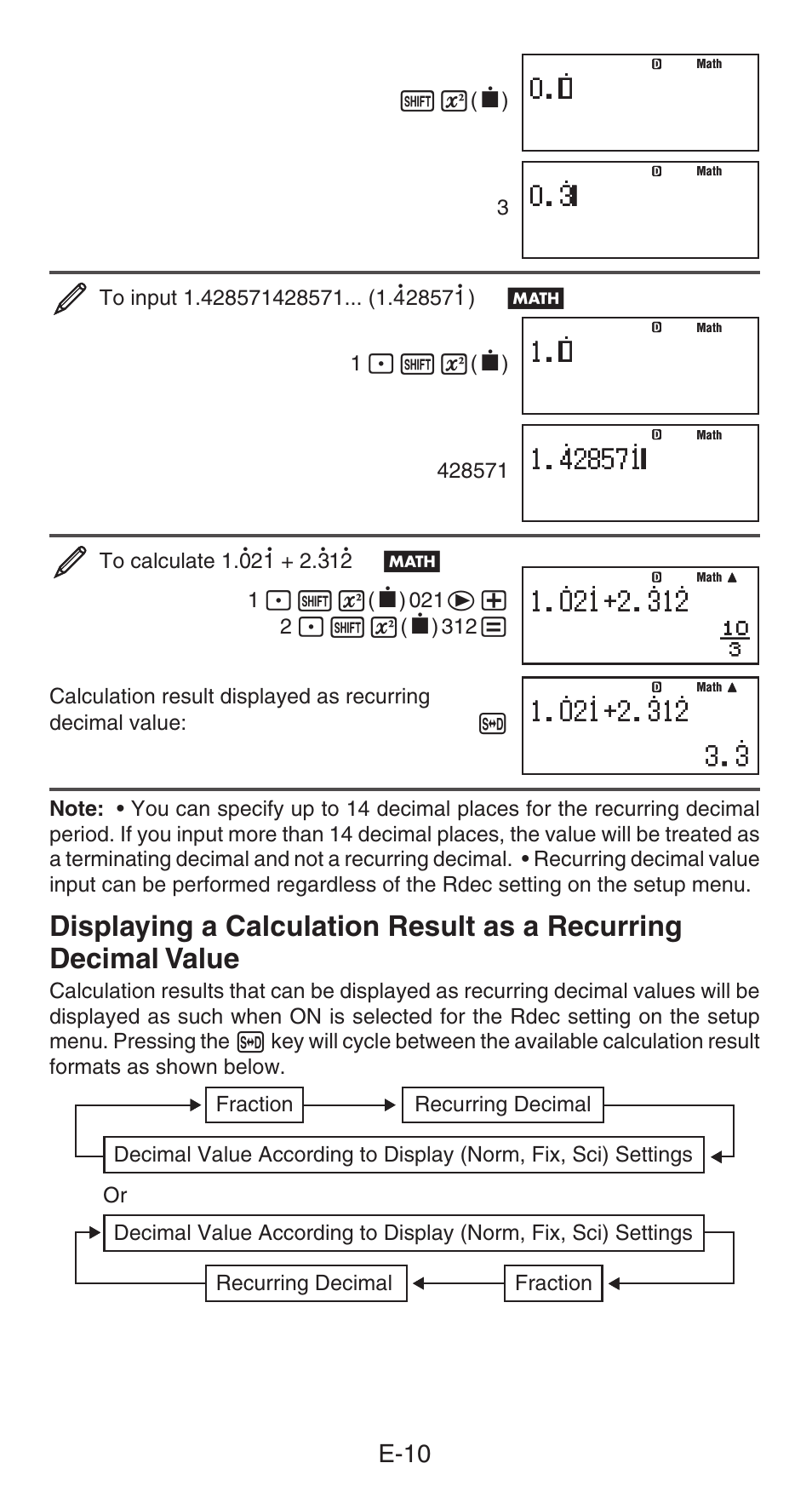 E-10 | Casio FX-85GT PLUS User Manual | Page 11 / 32