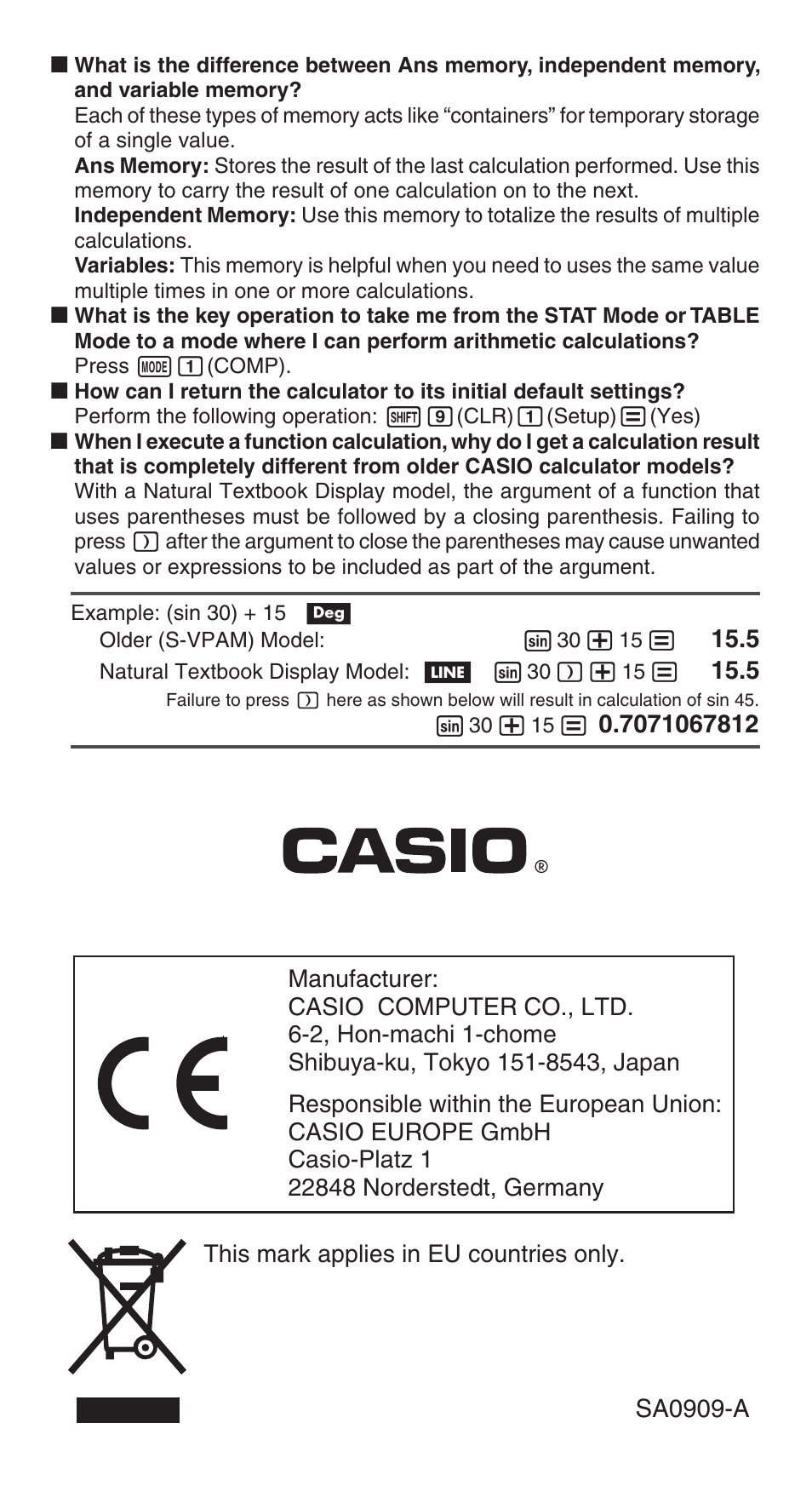 Casio FX-85GT PLUS User Manual | Page 32 / 32