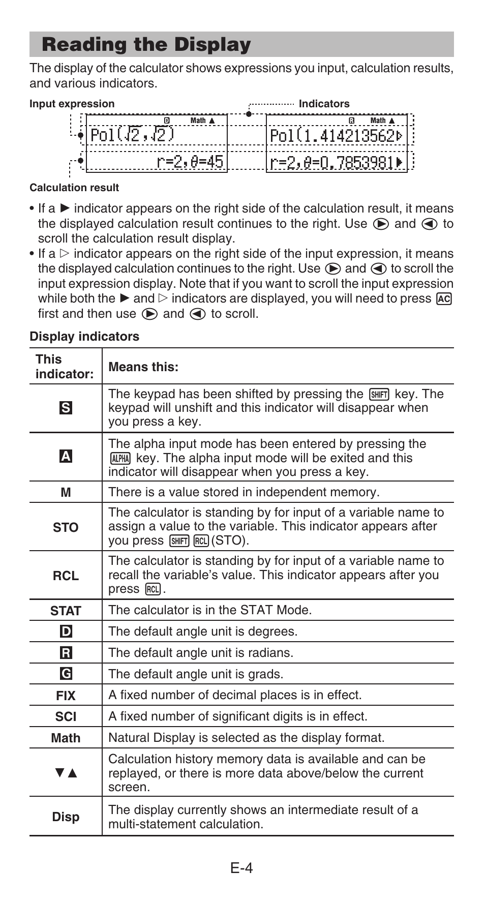 Reading the display | Casio FX-85GT PLUS User Manual | Page 5 / 32