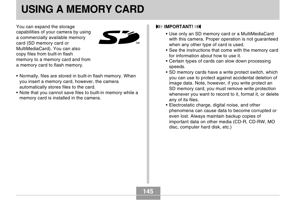 Using a memory card | Casio EX-S100 User Manual | Page 145 / 207
