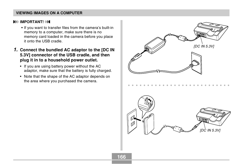 Viewing images on a computer, Dc in 5.3v | Casio EX-S100 User Manual | Page 166 / 207
