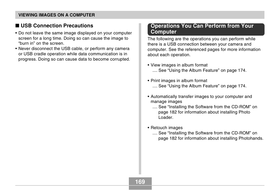 Operations you can perform from your computer | Casio EX-S100 User Manual | Page 169 / 207