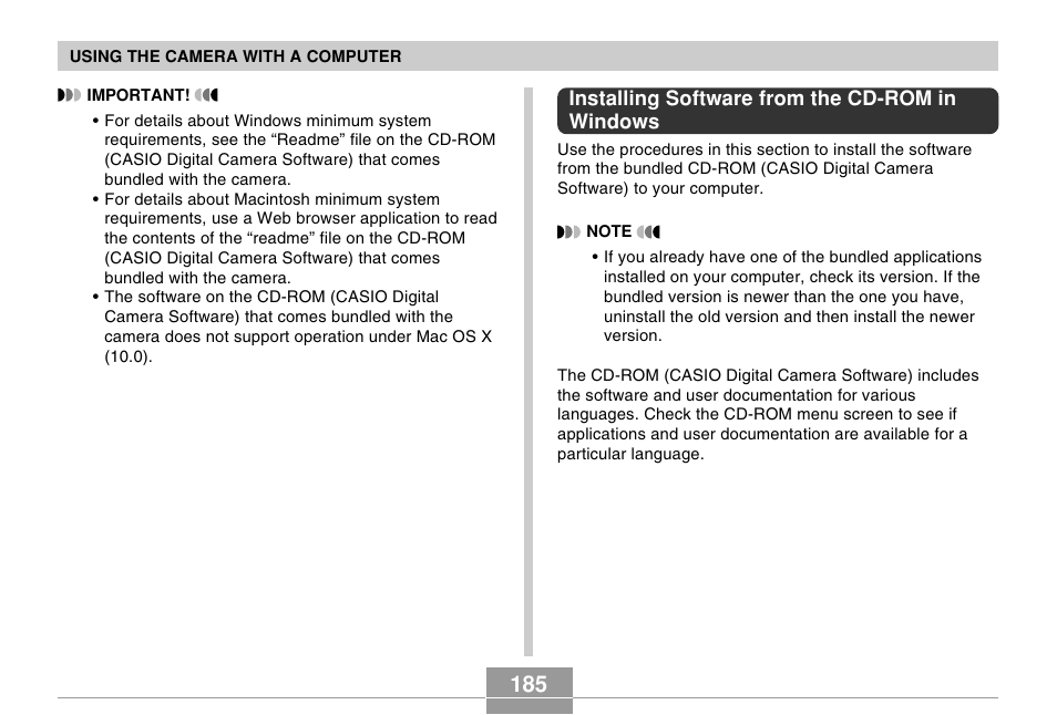 Installing software from the cd-rom in windows | Casio EX-S100 User Manual | Page 185 / 207