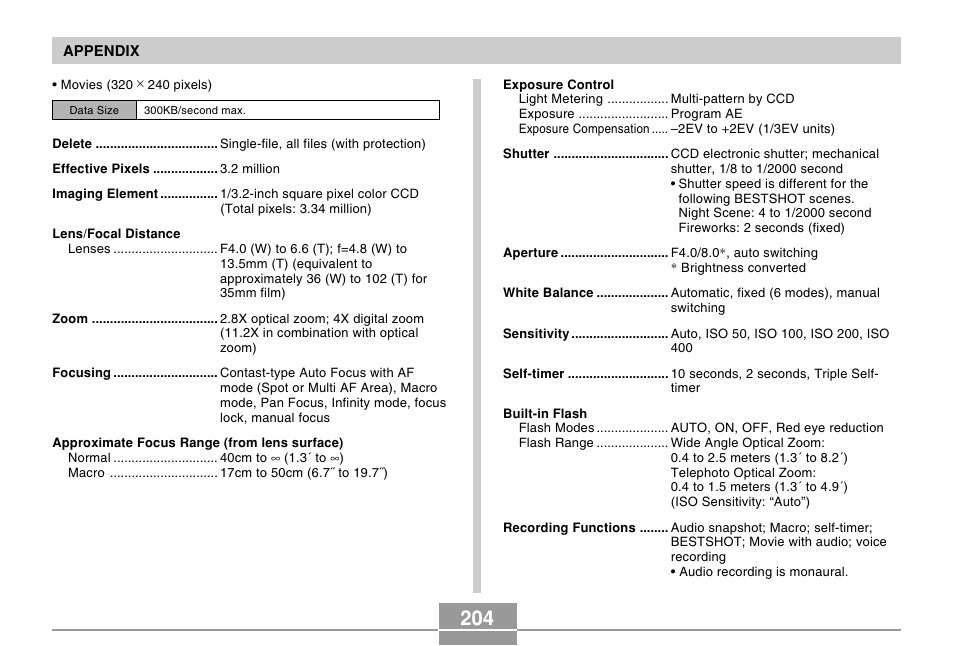 Casio EX-S100 User Manual | Page 204 / 207