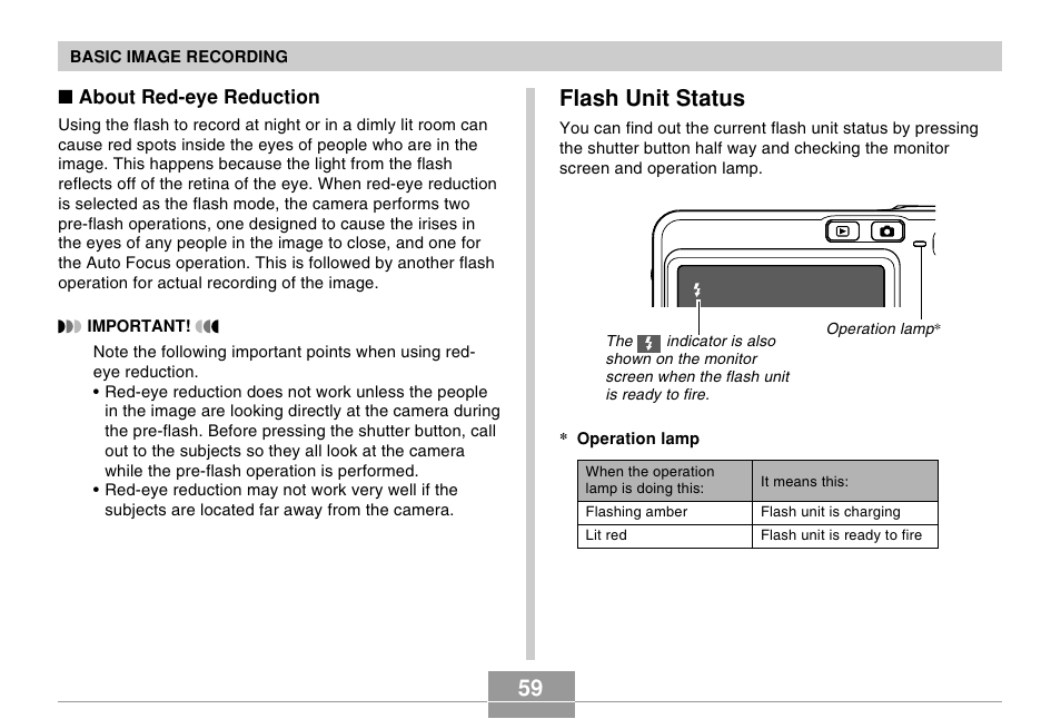 Flash unit status | Casio EX-S100 User Manual | Page 59 / 207