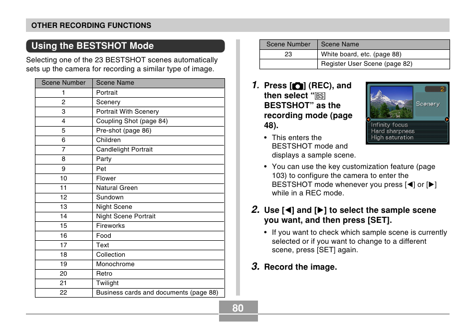 Using the bestshot mode | Casio EX-S100 User Manual | Page 80 / 207