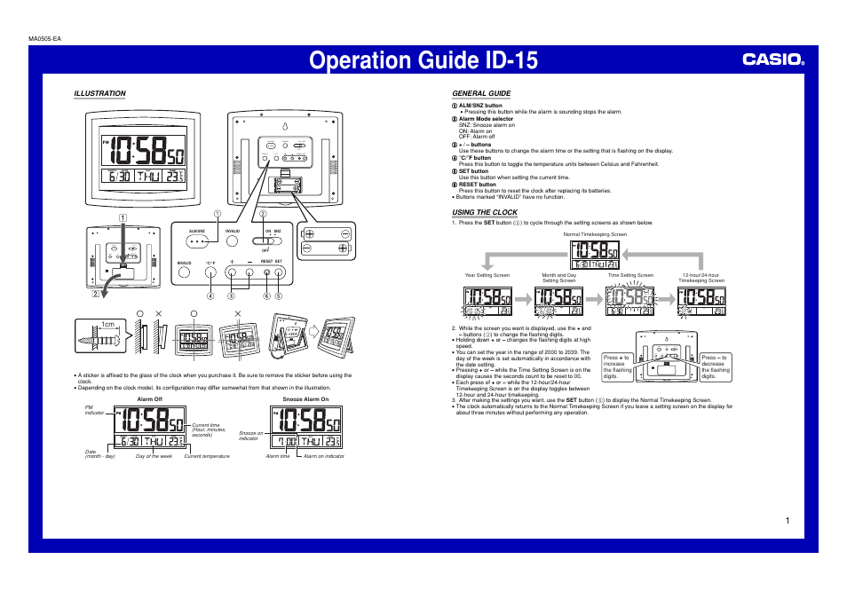 Casio ID-15 User Manual | 2 pages