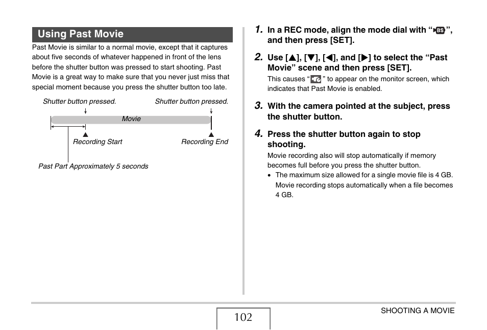 Using past movie | Casio EX-V8 User Manual | Page 102 / 289