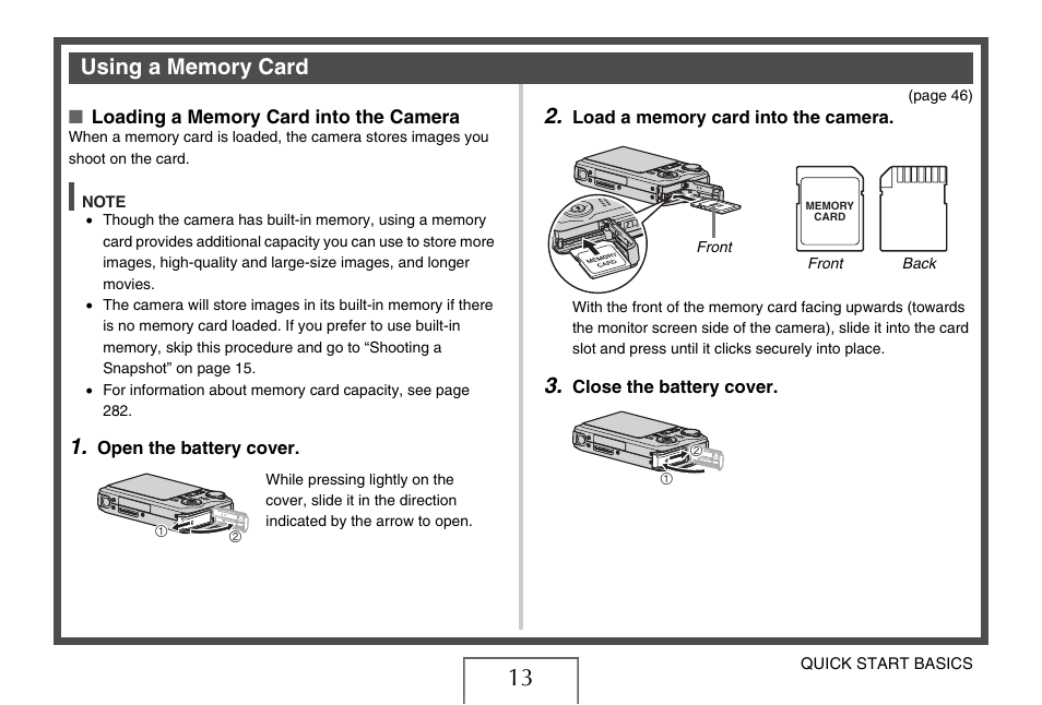Using a memory card | Casio EX-V8 User Manual | Page 13 / 289