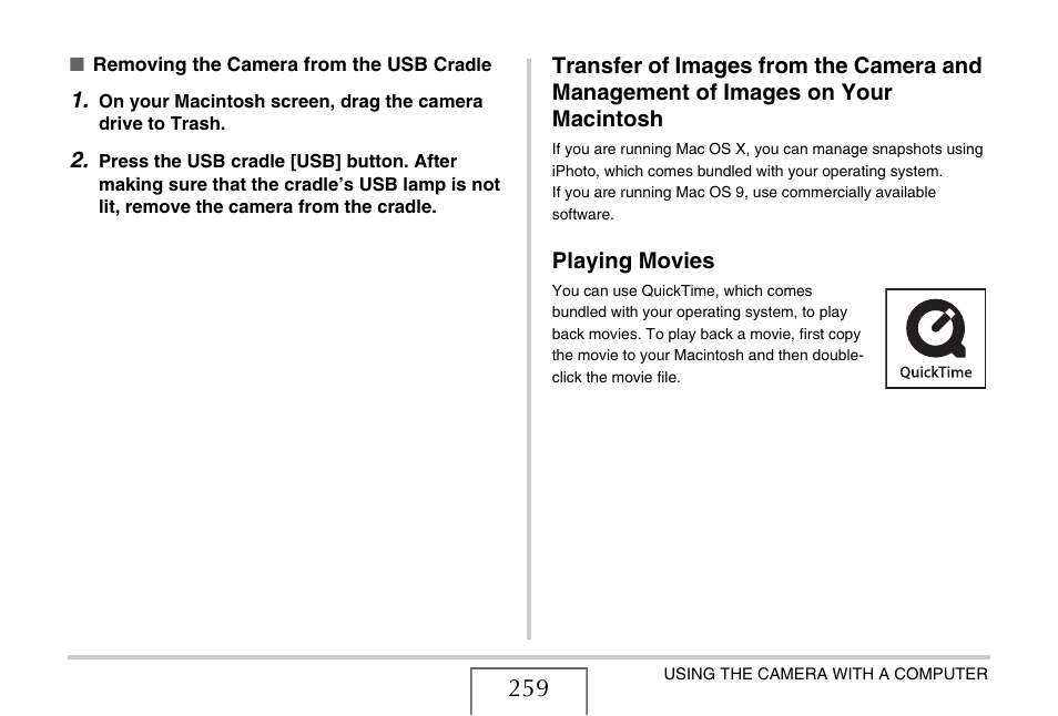 Playing movies | Casio EX-V8 User Manual | Page 259 / 289