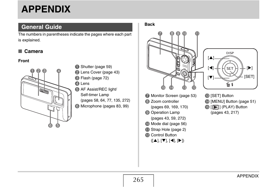 Appendix, General guide, General guide 1 | Bp 8 9 7 bk bl bm bo bn | Casio EX-V8 User Manual | Page 265 / 289
