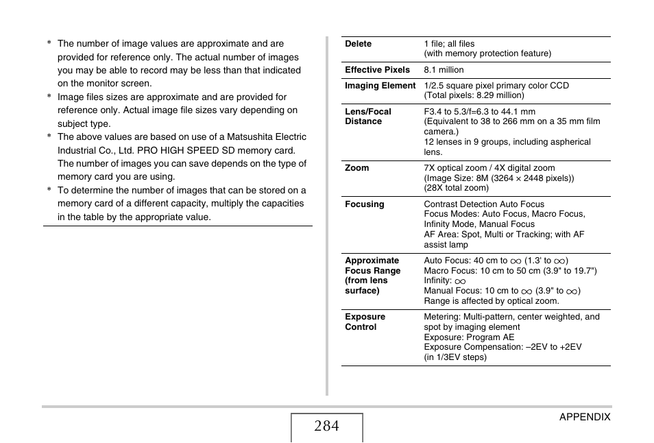 Casio EX-V8 User Manual | Page 284 / 289