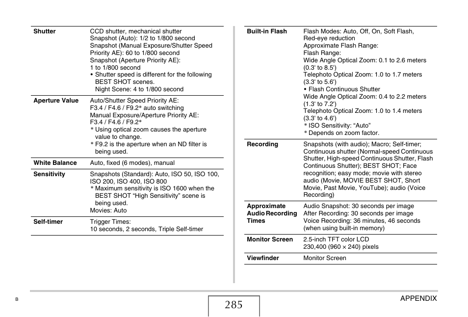 Casio EX-V8 User Manual | Page 285 / 289