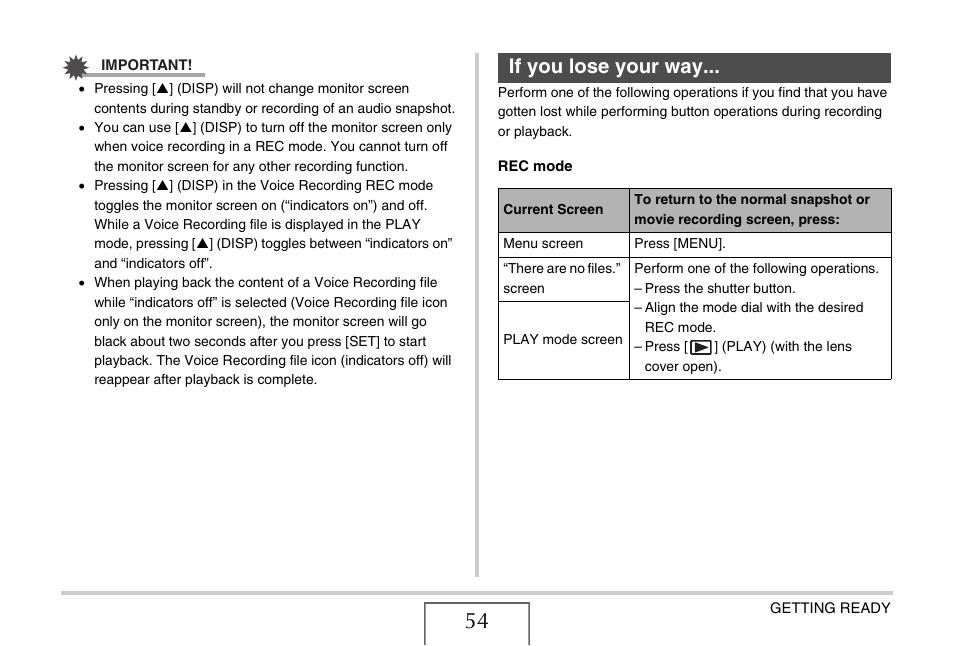 If you lose your way | Casio EX-V8 User Manual | Page 54 / 289