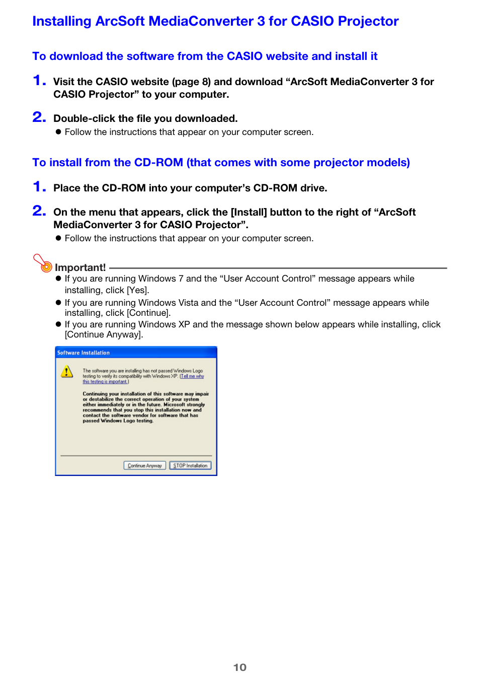 Casio XJ-H1650 User Manual | Page 10 / 69