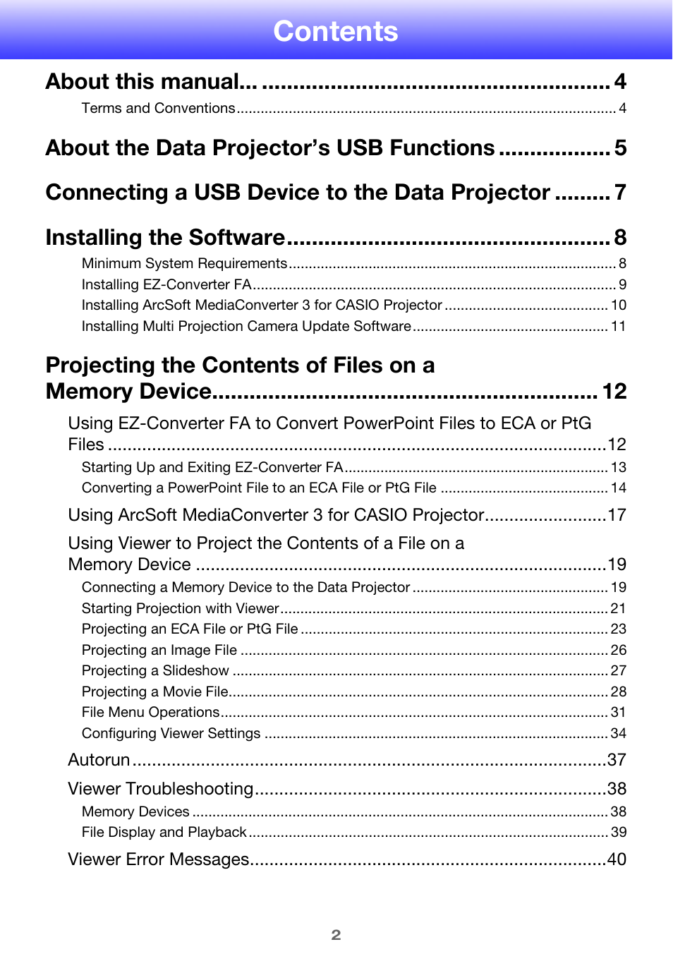 Casio XJ-H1650 User Manual | Page 2 / 69