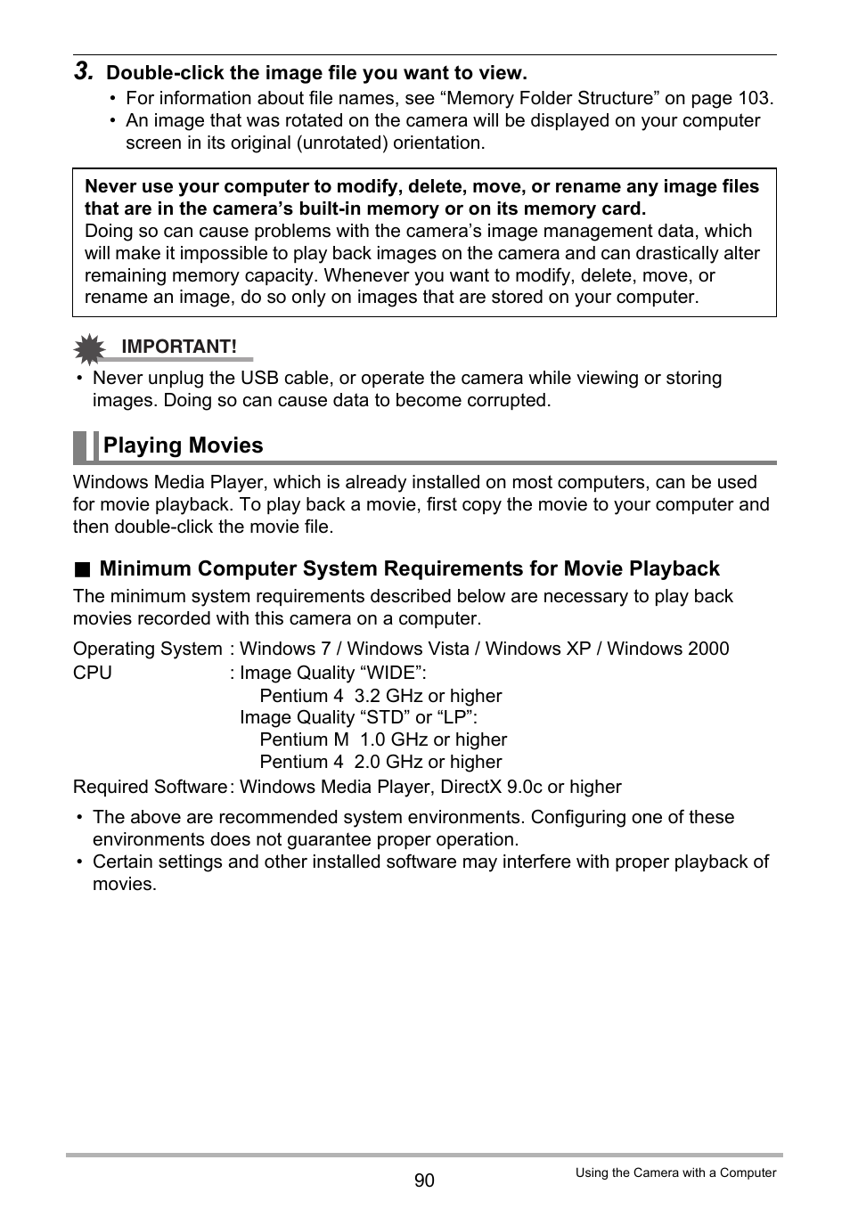 Playing movies | Casio EXILIM EX-Z350 User Manual | Page 90 / 143