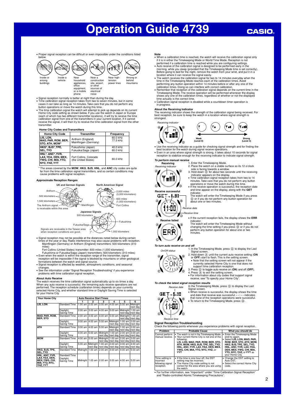 Operation guide 4739, L l l ll lll ll ll ll l l l | Casio 4739 User Manual | Page 2 / 6