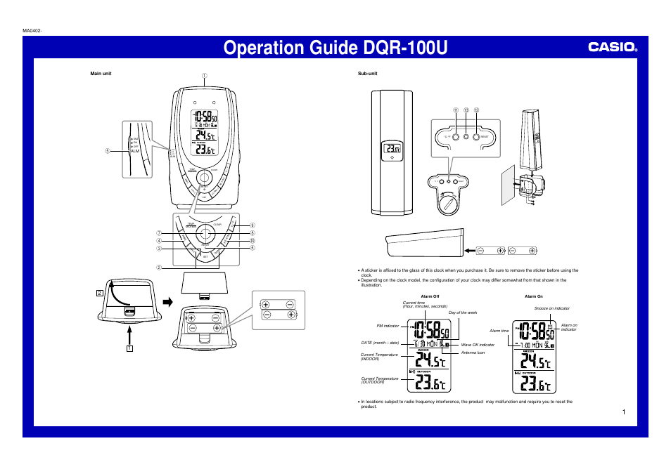 Casio DQR-100U User Manual | 5 pages