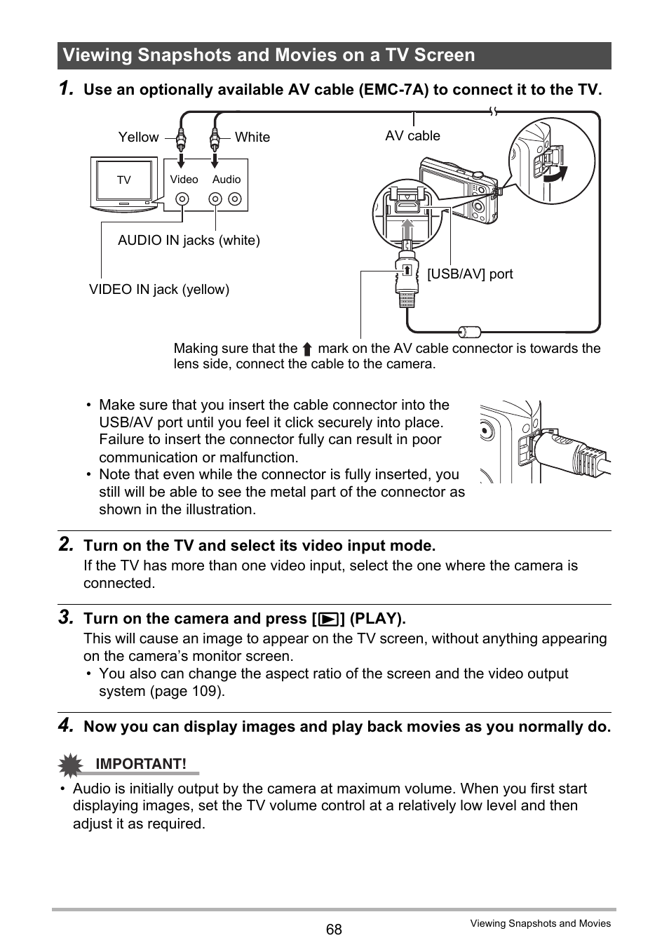 Viewing snapshots and movies on a tv screen | Casio EXILIM EX-ZS150 User Manual | Page 68 / 136