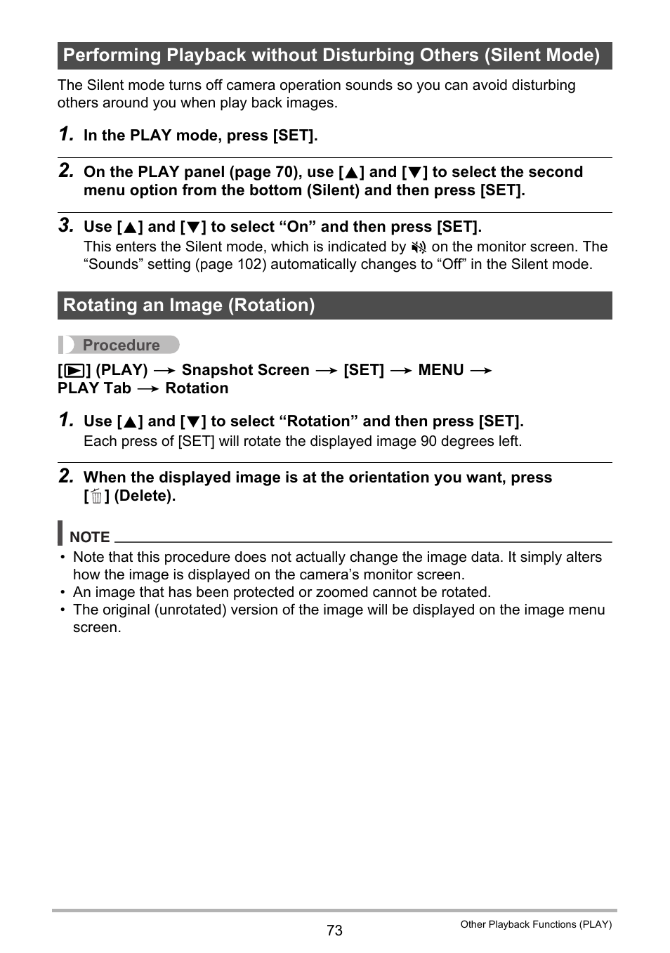 Rotating an image (rotation) | Casio EXILIM EX-ZS150 User Manual | Page 73 / 136