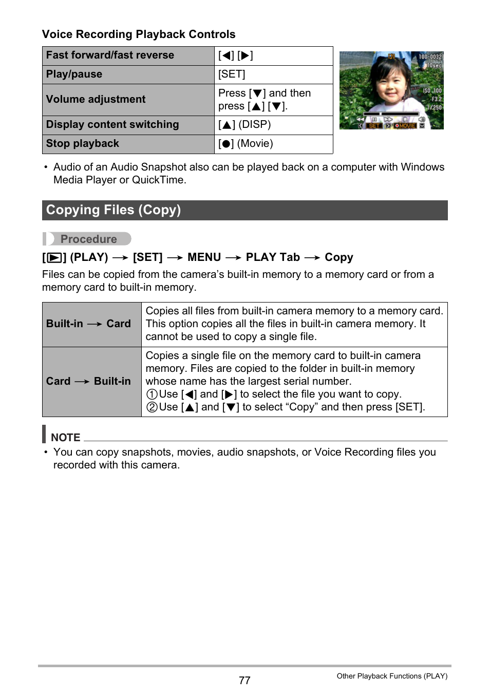 Copying files (copy) | Casio EXILIM EX-ZS150 User Manual | Page 77 / 136