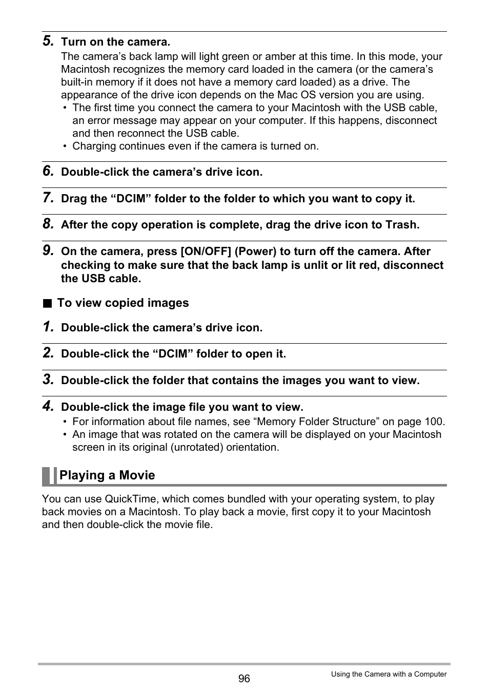 Playing a movie | Casio EXILIM EX-ZS150 User Manual | Page 96 / 136