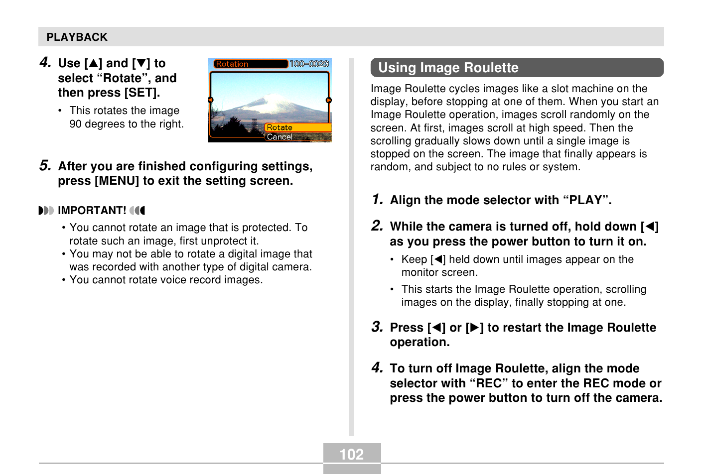 Using image roulette | Casio E MULTI PJ CAMERA Multifunctional Camera System User Manual | Page 102 / 174