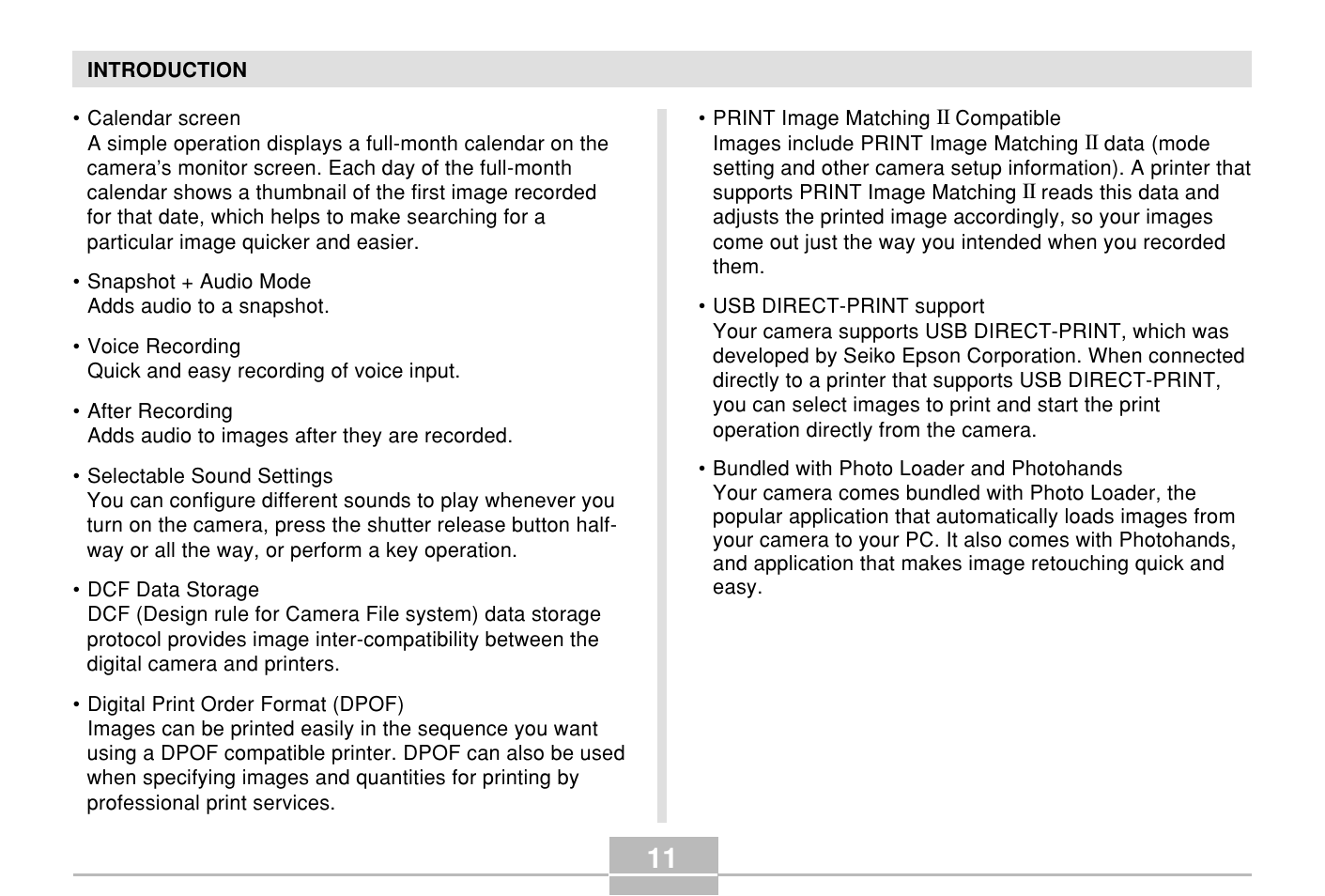 Casio E MULTI PJ CAMERA Multifunctional Camera System User Manual | Page 11 / 174