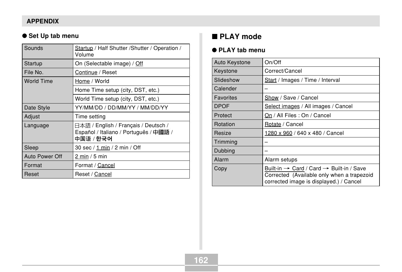 Play mode | Casio E MULTI PJ CAMERA Multifunctional Camera System User Manual | Page 162 / 174