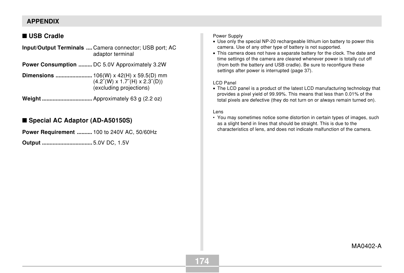 Casio E MULTI PJ CAMERA Multifunctional Camera System User Manual | Page 174 / 174