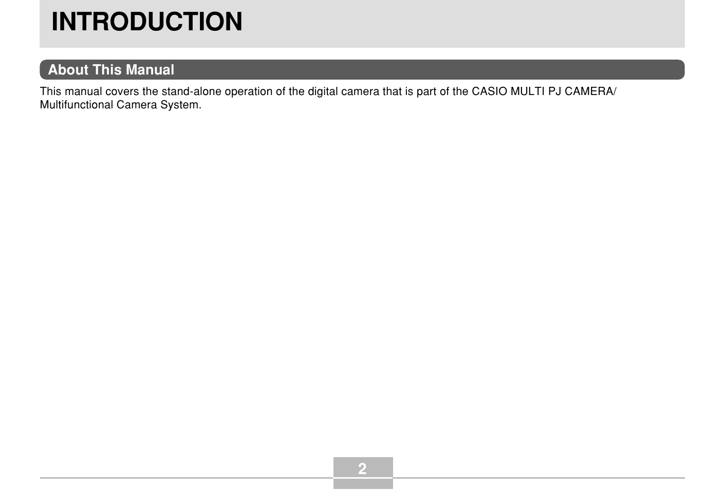 Introduction, About this manual | Casio E MULTI PJ CAMERA Multifunctional Camera System User Manual | Page 2 / 174