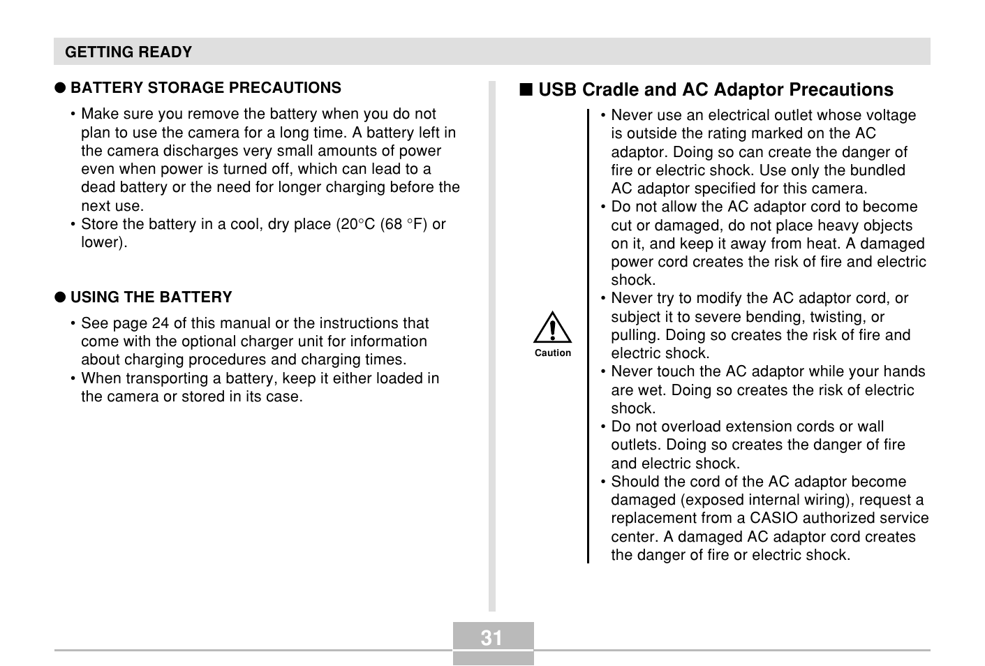 Casio E MULTI PJ CAMERA Multifunctional Camera System User Manual | Page 31 / 174