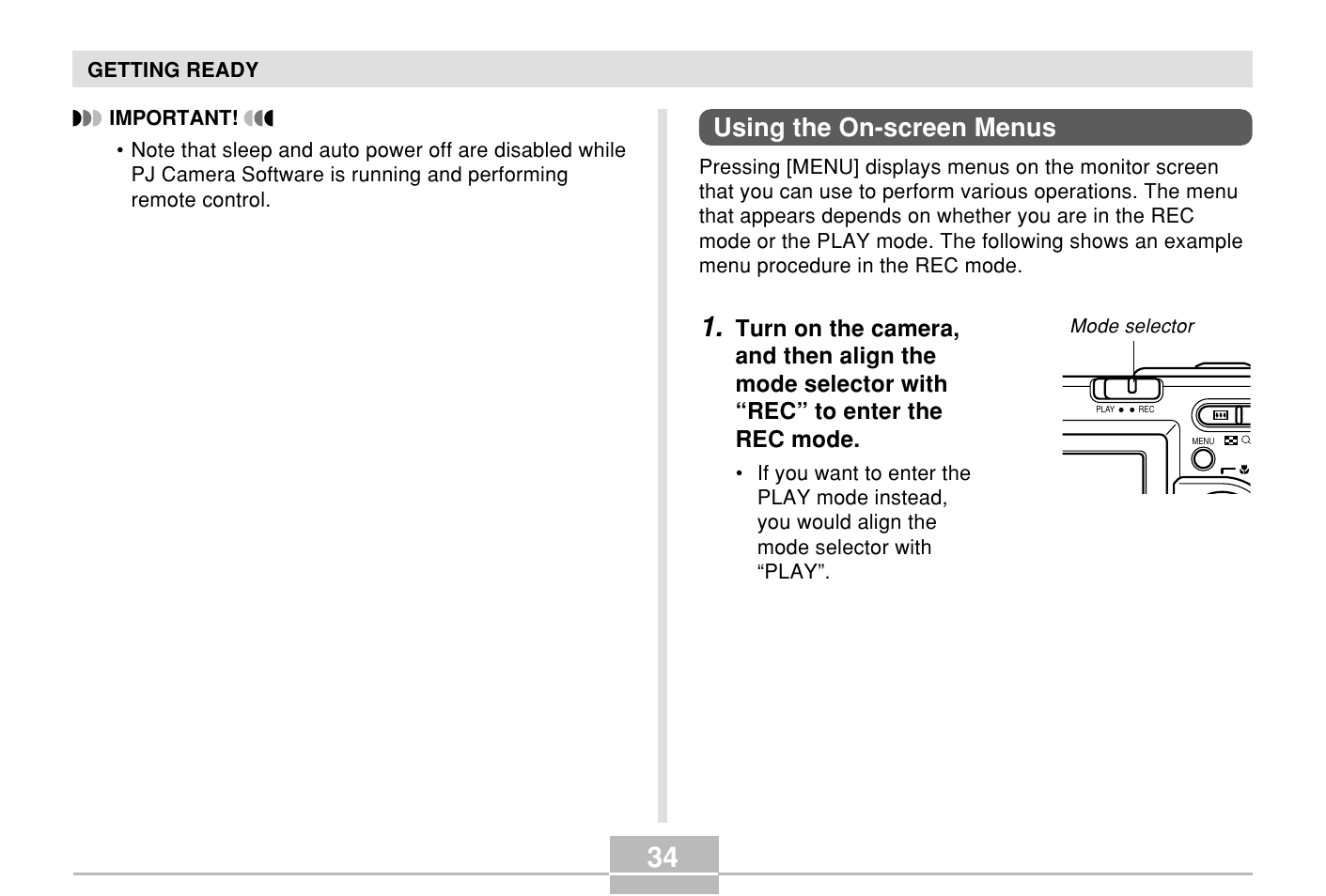 Using the on-screen menus | Casio E MULTI PJ CAMERA Multifunctional Camera System User Manual | Page 34 / 174
