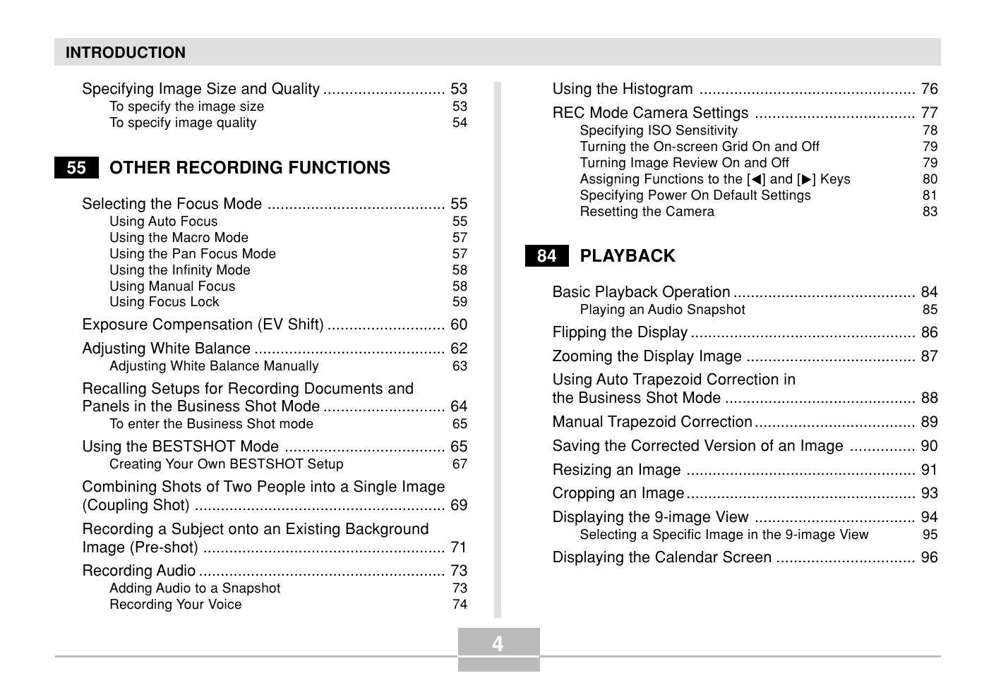 Casio E MULTI PJ CAMERA Multifunctional Camera System User Manual | Page 4 / 174