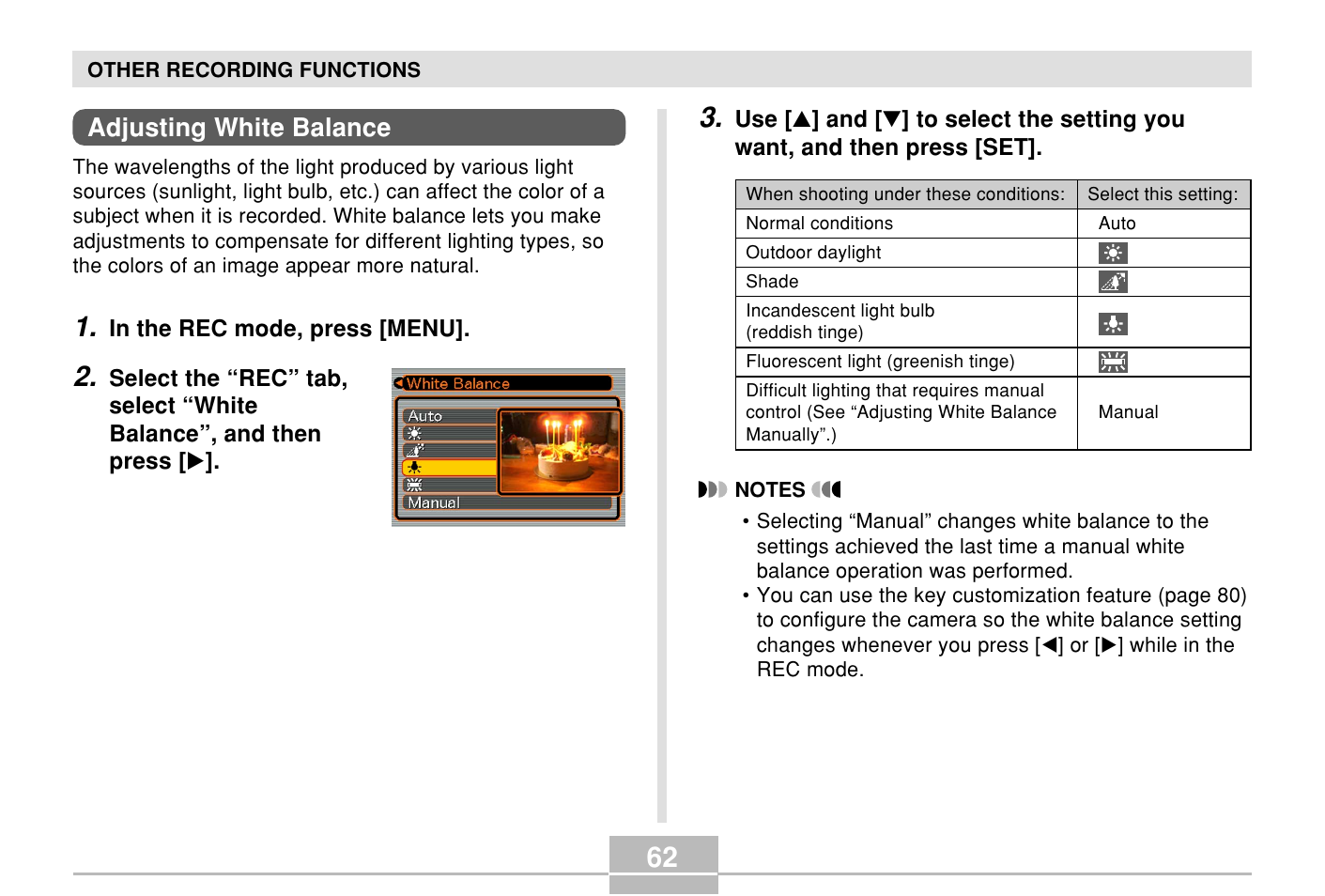 Adjusting white balance | Casio E MULTI PJ CAMERA Multifunctional Camera System User Manual | Page 62 / 174