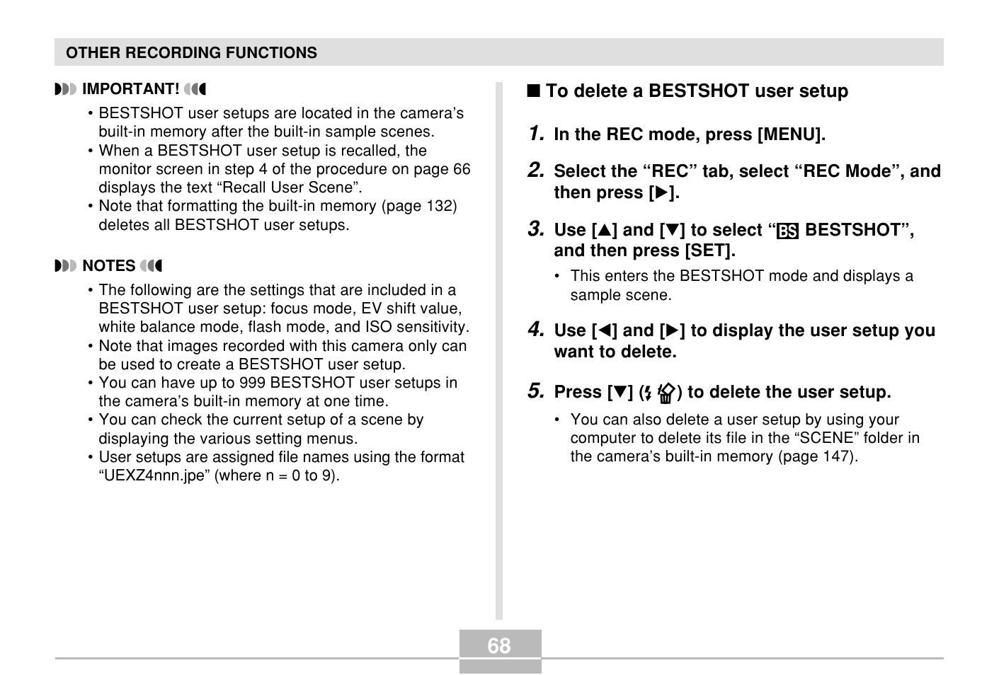 Casio E MULTI PJ CAMERA Multifunctional Camera System User Manual | Page 68 / 174