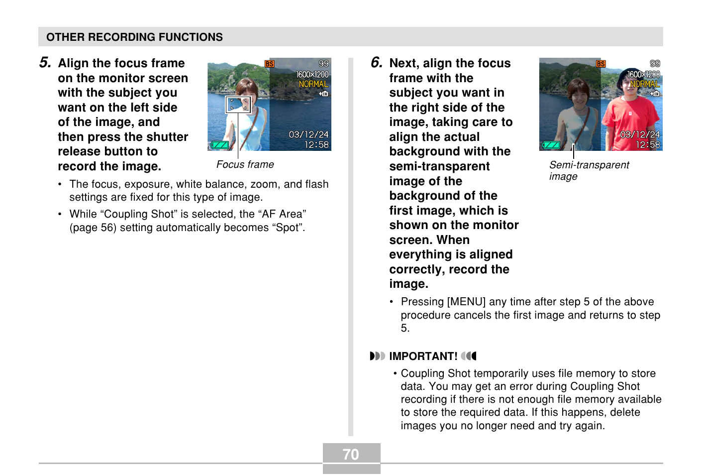 Casio E MULTI PJ CAMERA Multifunctional Camera System User Manual | Page 70 / 174