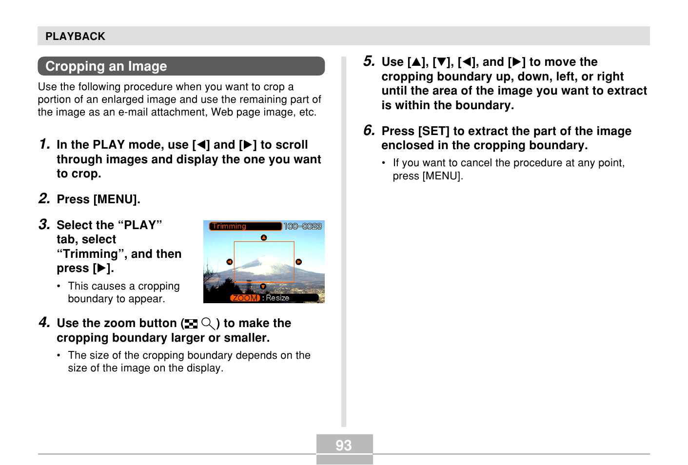Cropping an image | Casio E MULTI PJ CAMERA Multifunctional Camera System User Manual | Page 93 / 174