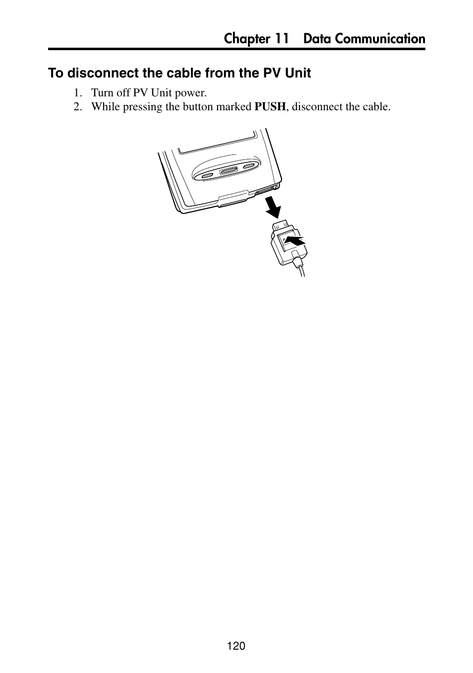 To disconnect the cable from the pv unit | Casio PV-S460/PV-S660 User Manual | Page 122 / 187